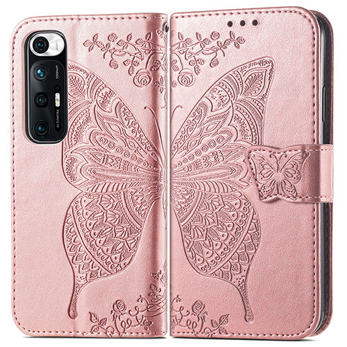 Leather Case Stands Butterfly Flip Cover Holder for Xiaomi Mi 10S 5G Pink