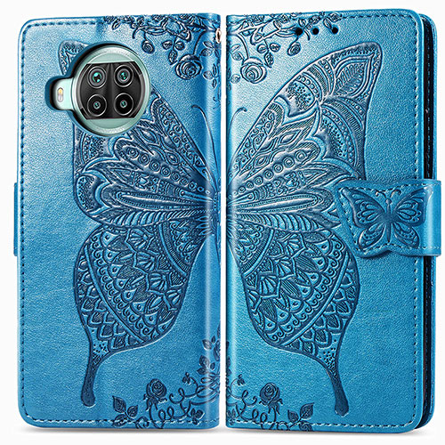Leather Case Stands Butterfly Flip Cover Holder for Xiaomi Mi 10T Lite 5G Blue
