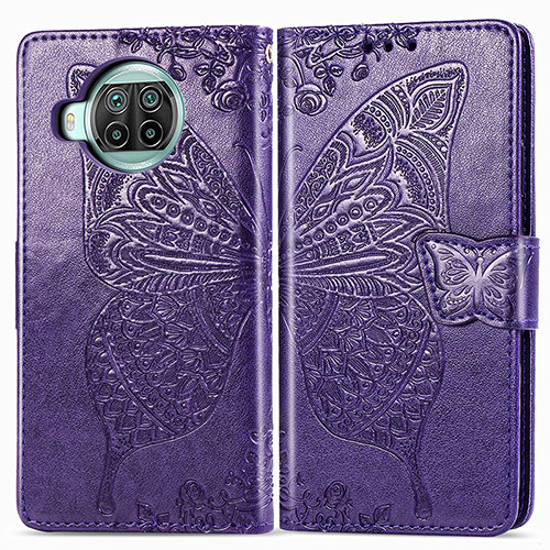 Leather Case Stands Butterfly Flip Cover Holder for Xiaomi Mi 10T Lite 5G Purple