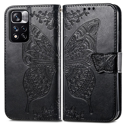 Leather Case Stands Butterfly Flip Cover Holder for Xiaomi Mi 11i 5G (2022) Black
