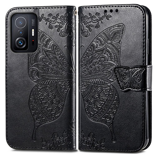 Leather Case Stands Butterfly Flip Cover Holder for Xiaomi Mi 11T 5G Black