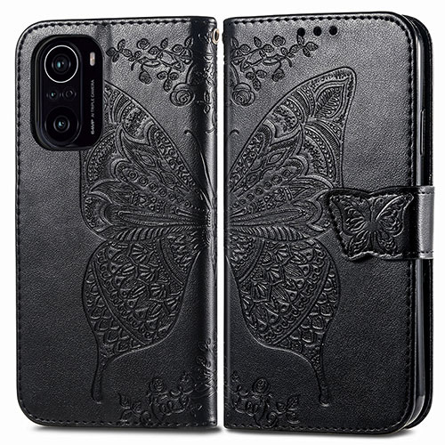 Leather Case Stands Butterfly Flip Cover Holder for Xiaomi Mi 11X Pro 5G Black