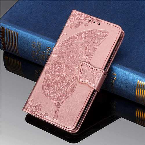 Leather Case Stands Butterfly Flip Cover Holder for Xiaomi Poco M2 Pink