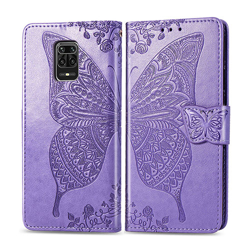 Leather Case Stands Butterfly Flip Cover Holder for Xiaomi Poco M2 Pro Clove Purple