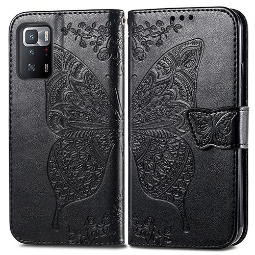 Leather Case Stands Butterfly Flip Cover Holder for Xiaomi Poco X3 GT 5G Black