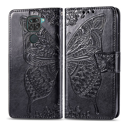 Leather Case Stands Butterfly Flip Cover Holder for Xiaomi Redmi 10X 4G Black