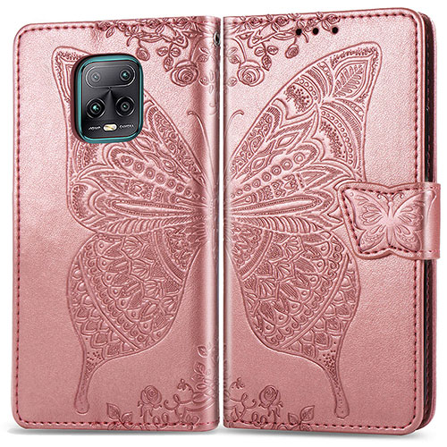 Leather Case Stands Butterfly Flip Cover Holder for Xiaomi Redmi 10X Pro 5G Pink