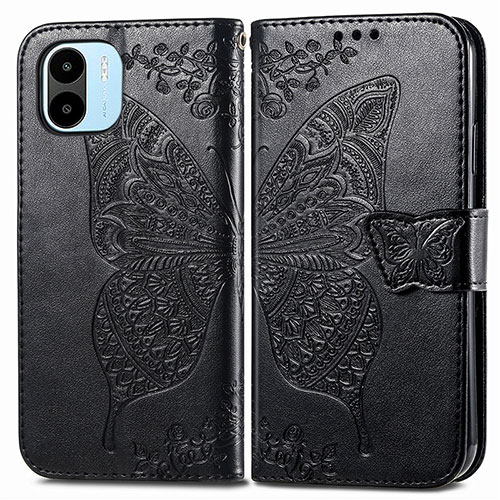 Leather Case Stands Butterfly Flip Cover Holder for Xiaomi Redmi A2 Black