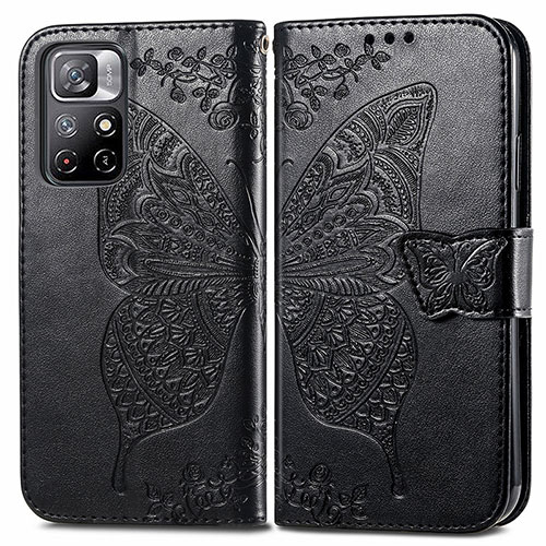 Leather Case Stands Butterfly Flip Cover Holder for Xiaomi Redmi Note 11T 5G Black