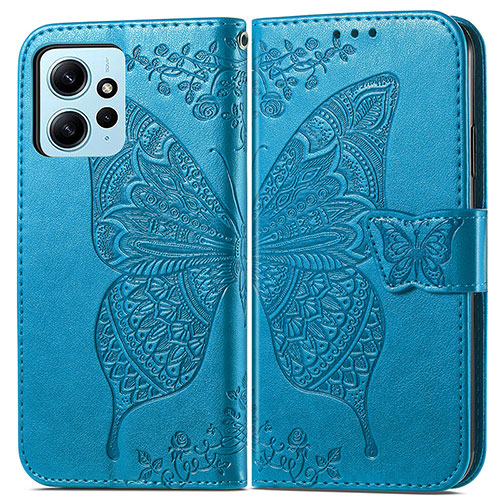 Leather Case Stands Butterfly Flip Cover Holder for Xiaomi Redmi Note 12 4G Blue