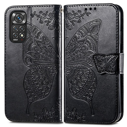 Leather Case Stands Butterfly Flip Cover Holder for Xiaomi Redmi Note 12 Pro 4G Black