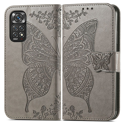 Leather Case Stands Butterfly Flip Cover Holder for Xiaomi Redmi Note 12 Pro 4G Gray