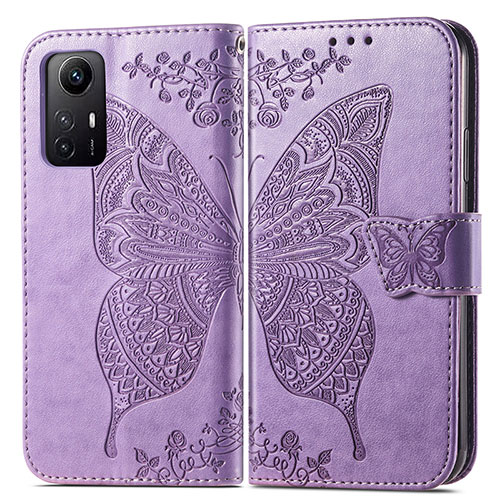 Leather Case Stands Butterfly Flip Cover Holder for Xiaomi Redmi Note 12S Clove Purple