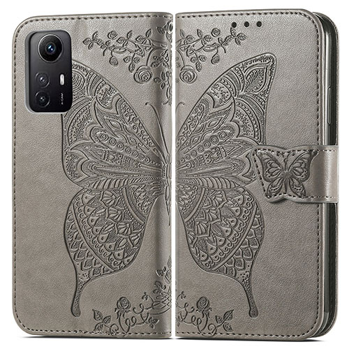 Leather Case Stands Butterfly Flip Cover Holder for Xiaomi Redmi Note 12S Gray