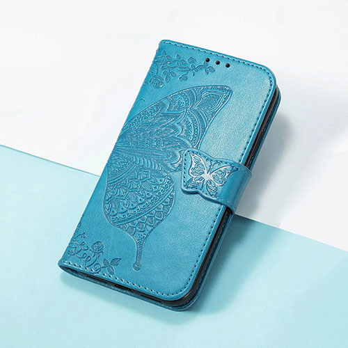 Leather Case Stands Butterfly Flip Cover Holder S01D for Huawei Enjoy 50 Pro Blue