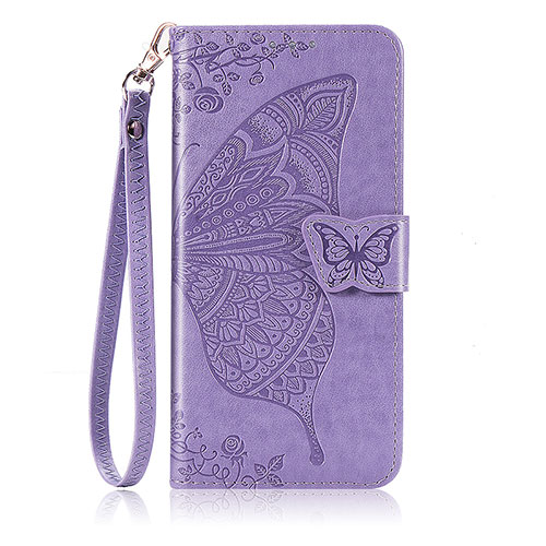 Leather Case Stands Butterfly Flip Cover Holder S01D for Huawei Honor 10X Lite Clove Purple