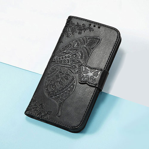 Leather Case Stands Butterfly Flip Cover Holder S01D for Huawei Honor 50 Pro 5G Black