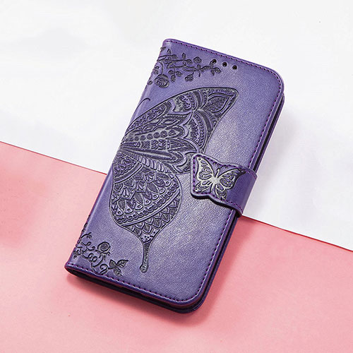 Leather Case Stands Butterfly Flip Cover Holder S01D for Huawei Honor Magic3 Pro 5G Purple