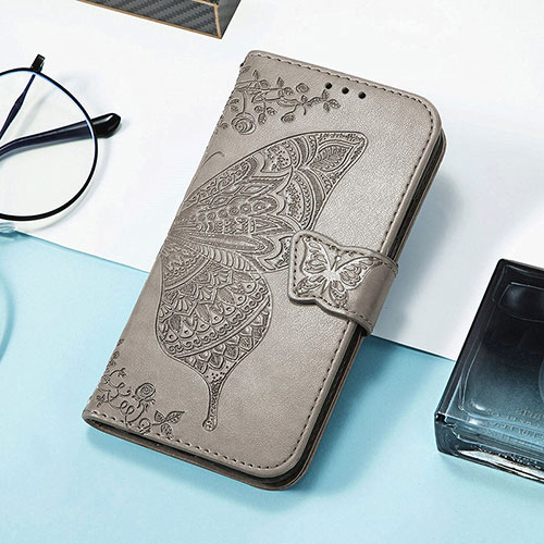 Leather Case Stands Butterfly Flip Cover Holder S01D for Huawei Honor Magic5 Pro 5G Gray