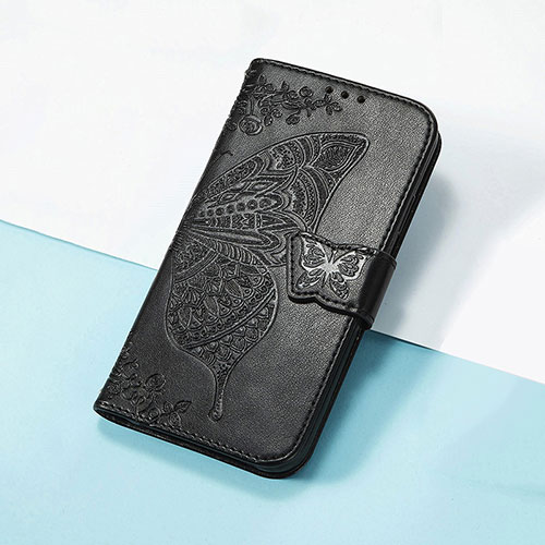 Leather Case Stands Butterfly Flip Cover Holder S01D for Huawei Honor V40 5G Black