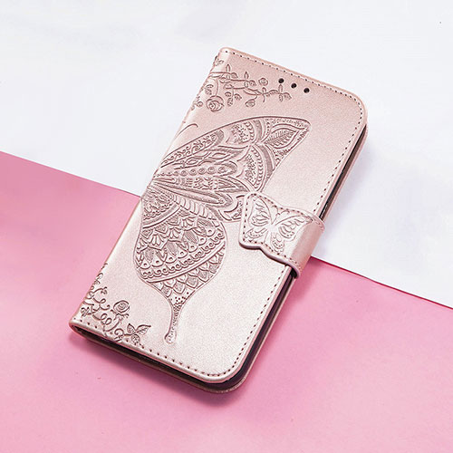 Leather Case Stands Butterfly Flip Cover Holder S01D for Huawei Honor V40 5G Rose Gold