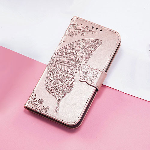 Leather Case Stands Butterfly Flip Cover Holder S01D for Huawei Honor X9 5G Rose Gold