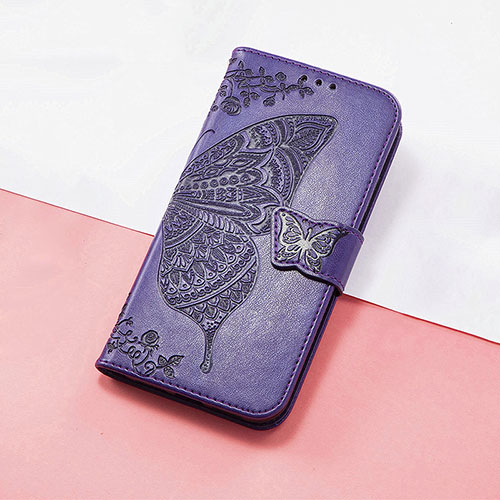 Leather Case Stands Butterfly Flip Cover Holder S01D for Huawei Nova 10 SE Purple