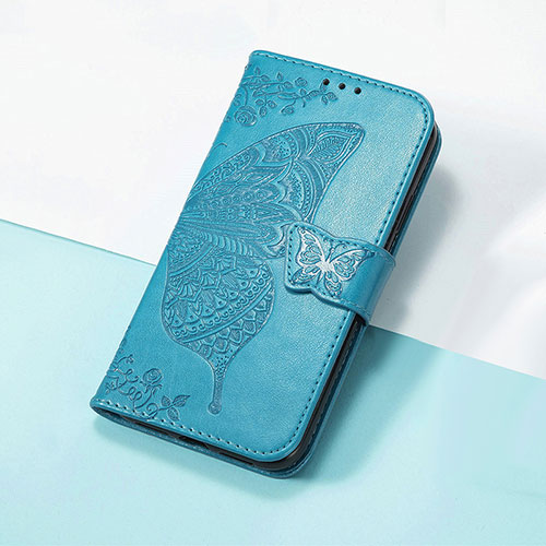 Leather Case Stands Butterfly Flip Cover Holder S01D for Huawei Nova 8i Blue