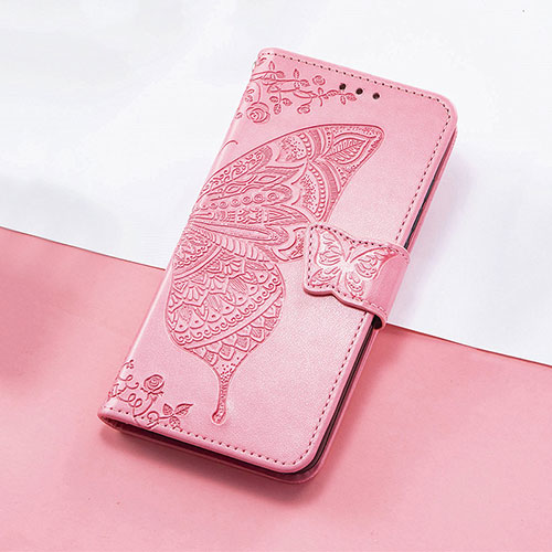 Leather Case Stands Butterfly Flip Cover Holder S01D for Huawei Nova 8i Hot Pink