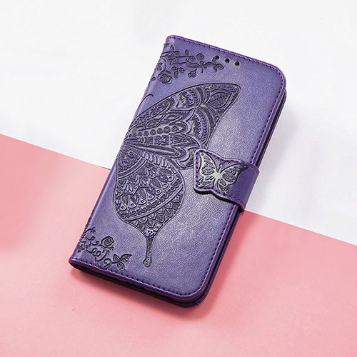 Leather Case Stands Butterfly Flip Cover Holder S01D for Huawei Nova 9 Pro Purple