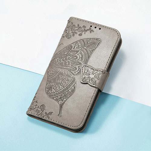 Leather Case Stands Butterfly Flip Cover Holder S01D for Huawei Nova Y61 Gray