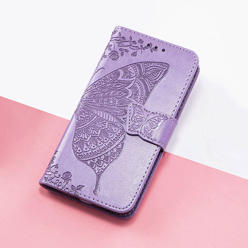 Leather Case Stands Butterfly Flip Cover Holder S01D for Motorola Moto G73 5G Clove Purple
