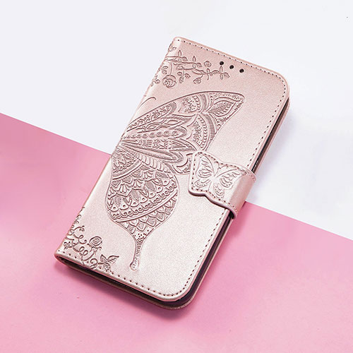 Leather Case Stands Butterfly Flip Cover Holder S01D for Sharp Aquos R8 Pro Rose Gold