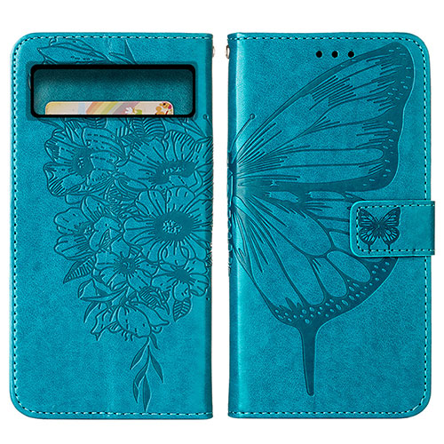 Leather Case Stands Butterfly Flip Cover Holder Y01B for Google Pixel 8 5G Blue