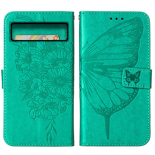 Leather Case Stands Butterfly Flip Cover Holder Y01B for Google Pixel 8 Pro 5G Green