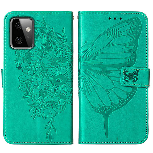 Leather Case Stands Butterfly Flip Cover Holder Y01B for Motorola Moto G Power 5G (2023) Green