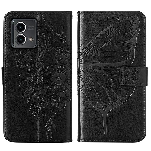 Leather Case Stands Butterfly Flip Cover Holder Y01B for Motorola Moto G Stylus (2023) 5G Black