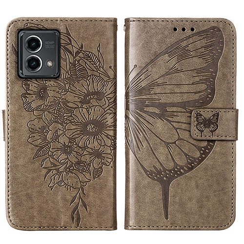 Leather Case Stands Butterfly Flip Cover Holder Y01B for Motorola Moto G Stylus (2023) 5G Gray