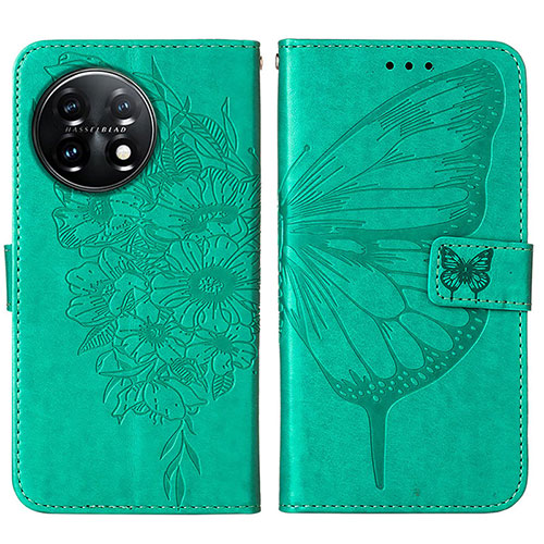 Leather Case Stands Butterfly Flip Cover Holder Y01B for OnePlus 11 5G Green