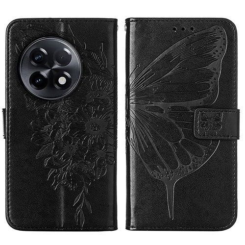 Leather Case Stands Butterfly Flip Cover Holder Y01B for OnePlus 11R 5G Black