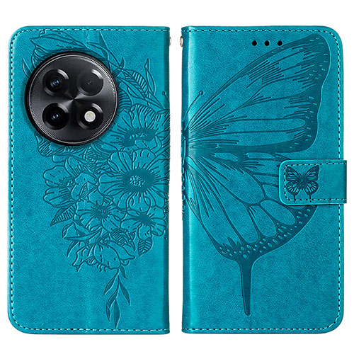 Leather Case Stands Butterfly Flip Cover Holder Y01B for OnePlus Ace 2 5G Blue