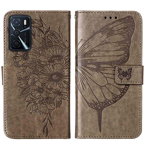 Leather Case Stands Butterfly Flip Cover Holder Y01B for Oppo A16 Blue