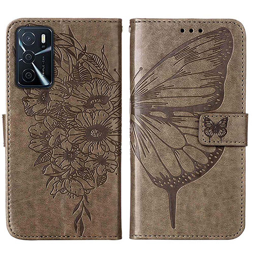 Leather Case Stands Butterfly Flip Cover Holder Y01B for Oppo A16s Blue