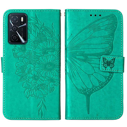 Leather Case Stands Butterfly Flip Cover Holder Y01B for Oppo A16s Gray