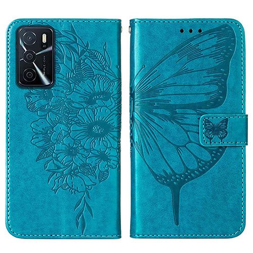 Leather Case Stands Butterfly Flip Cover Holder Y01B for Oppo A54s Green