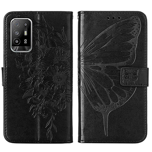 Leather Case Stands Butterfly Flip Cover Holder Y01B for Oppo A94 5G Black