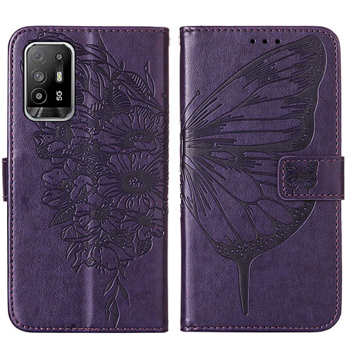 Leather Case Stands Butterfly Flip Cover Holder Y01B for Oppo A94 5G Purple