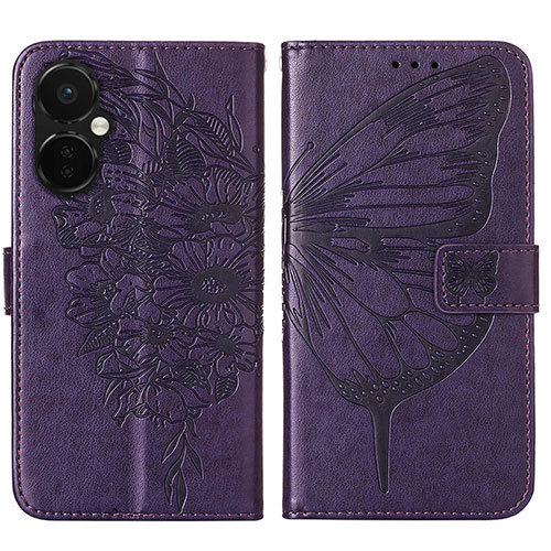 Leather Case Stands Butterfly Flip Cover Holder Y01B for Oppo K11x 5G Purple