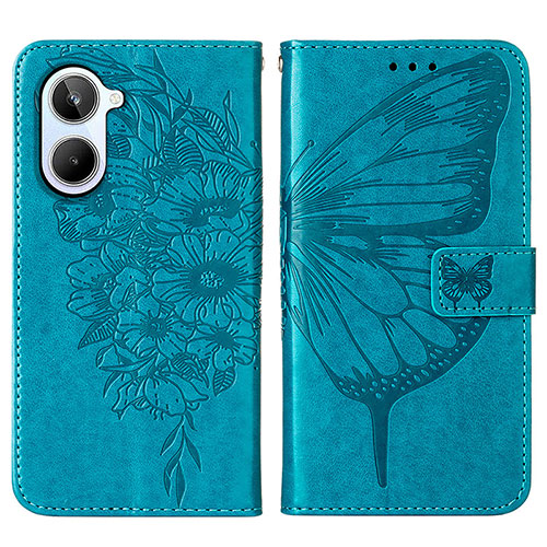 Leather Case Stands Butterfly Flip Cover Holder Y01B for Realme 10 4G Blue