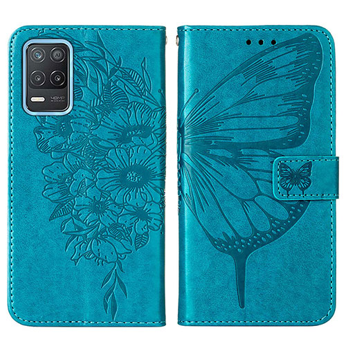 Leather Case Stands Butterfly Flip Cover Holder Y01B for Realme 8s 5G Blue